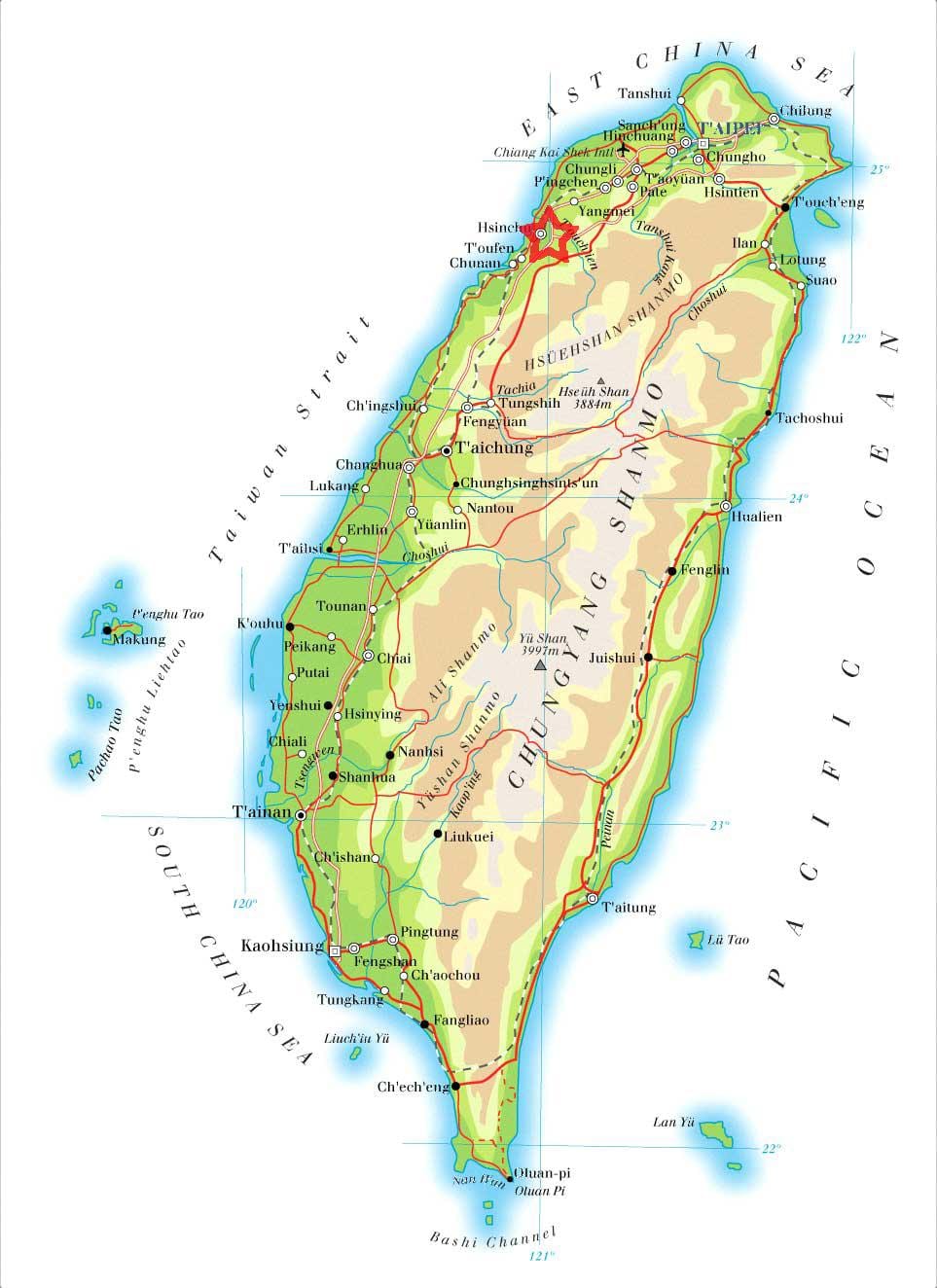 Kort af hsinchu Taívan