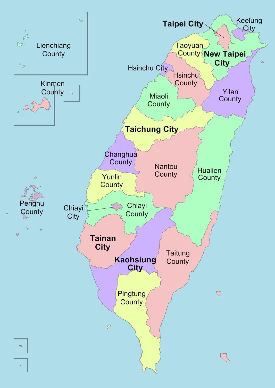 Kort af Taívan county 