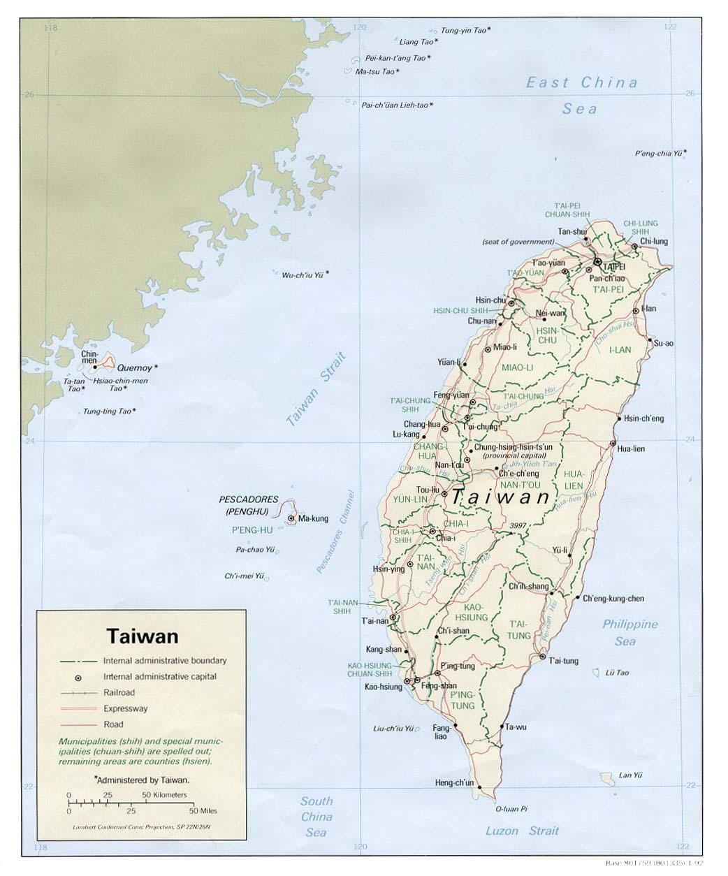 Taívan samgöngur kort