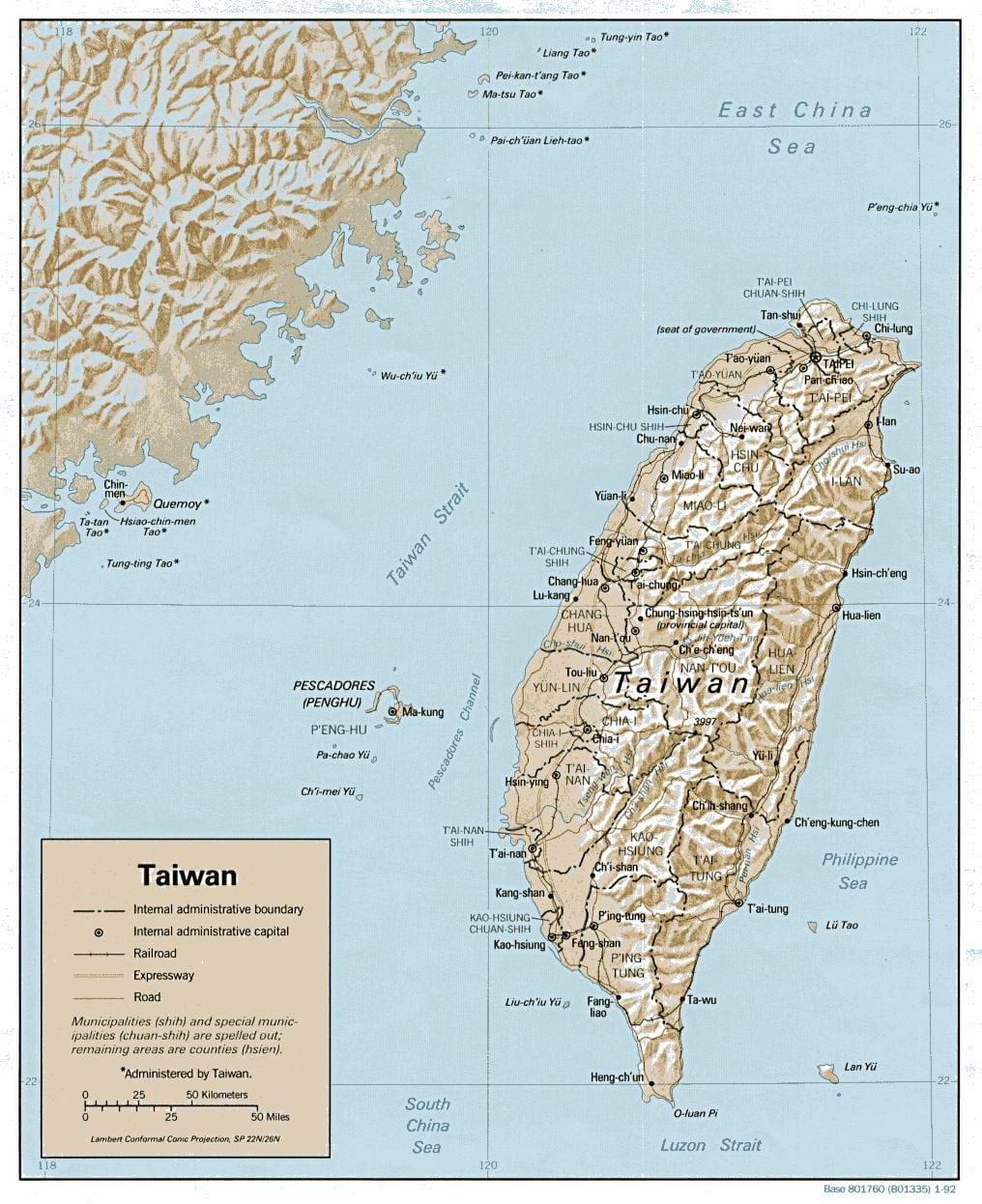 Kort af Taívan surf 