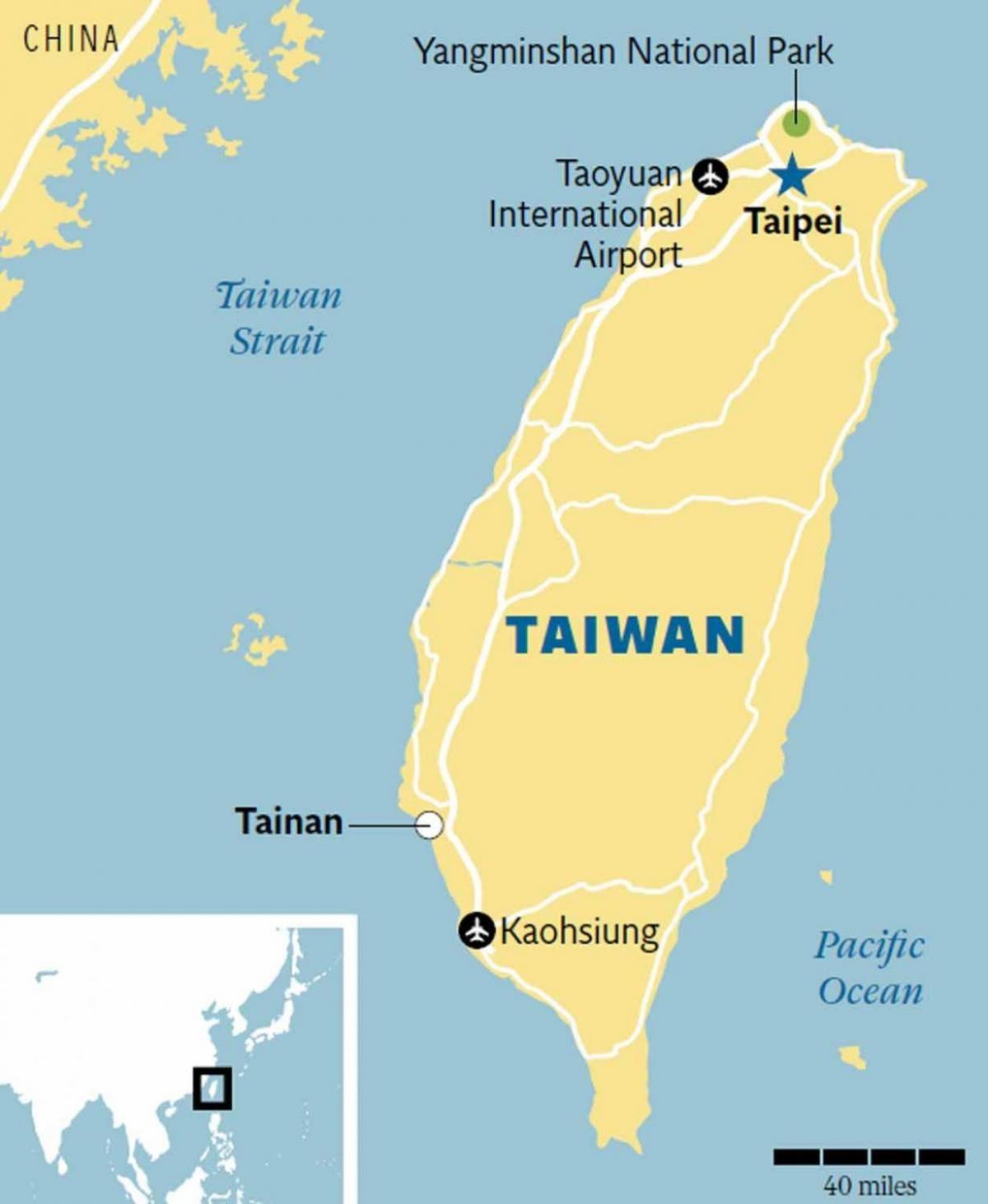 kort af tainan city Taívan