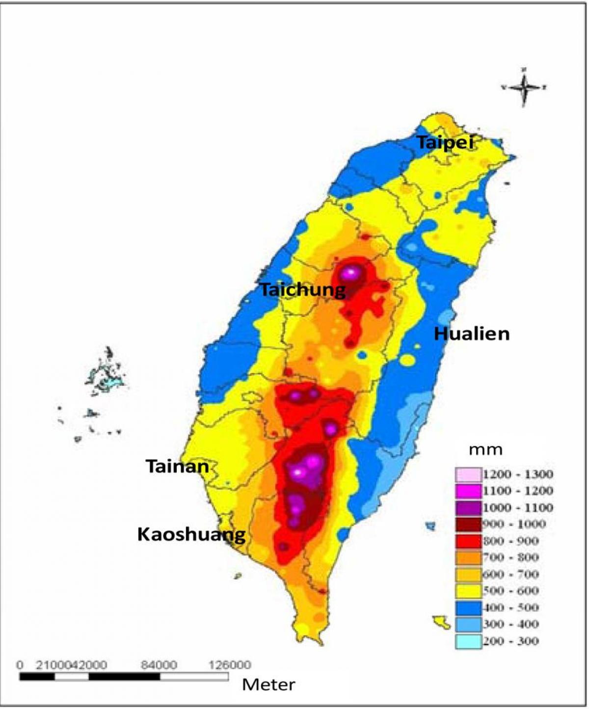 Kort af Taívan loftslag