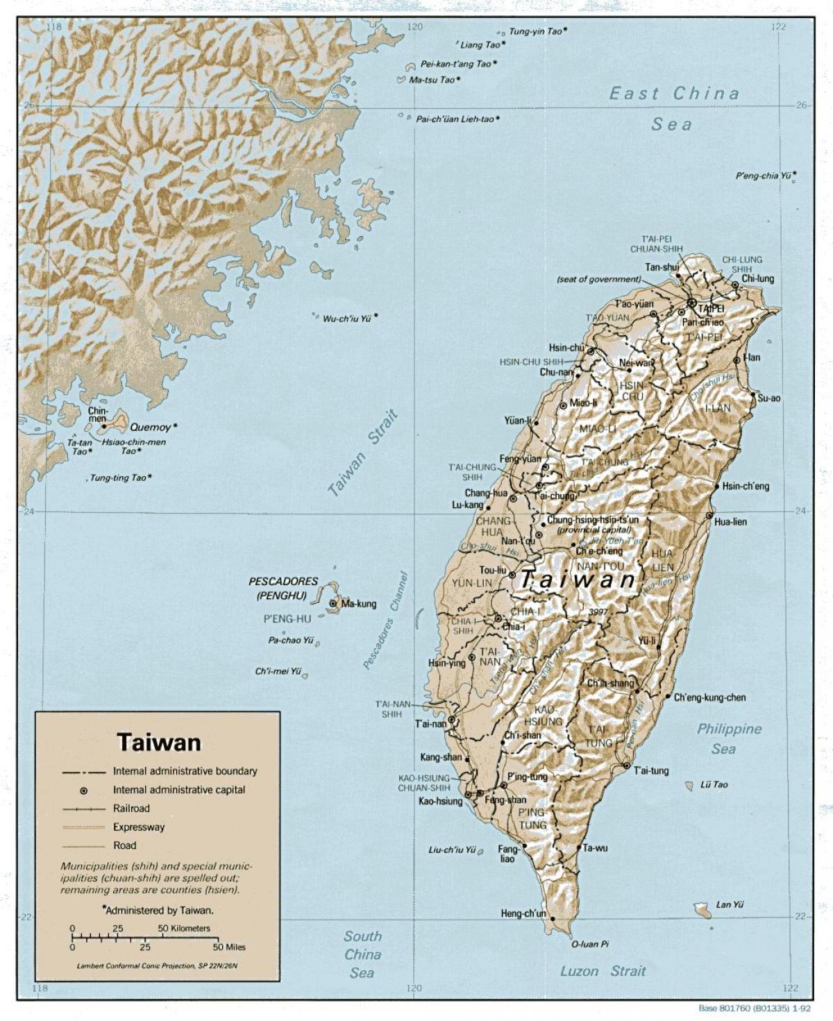 Kort af Taívan surf 